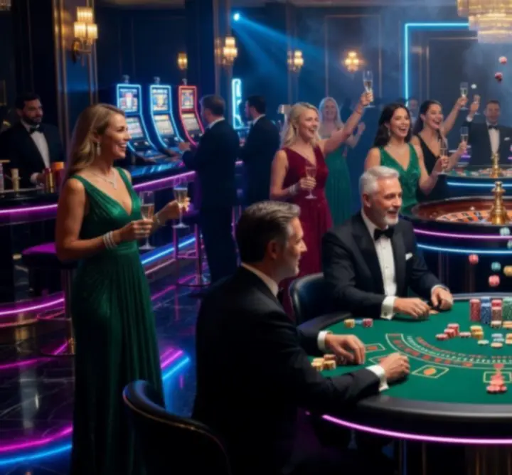 Neonowe kasyno eventowe na imprezie