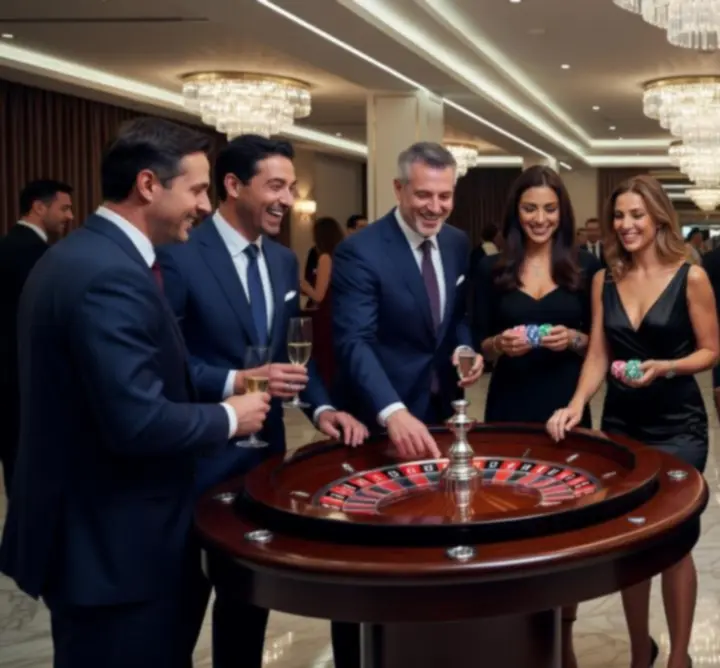 Mobilne kasyno na eleganckiej imprezie firmowej