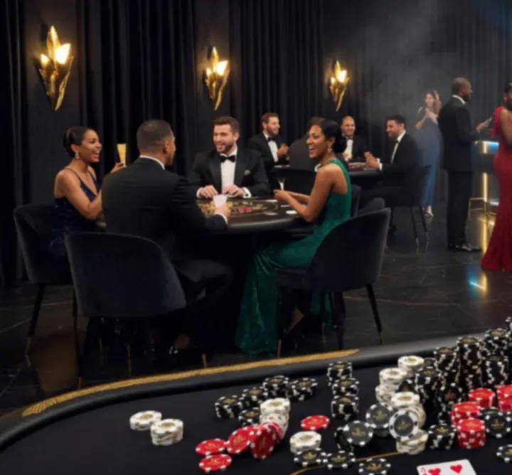 Dynamiczna atmosfera nocnego kasyna na imprezie