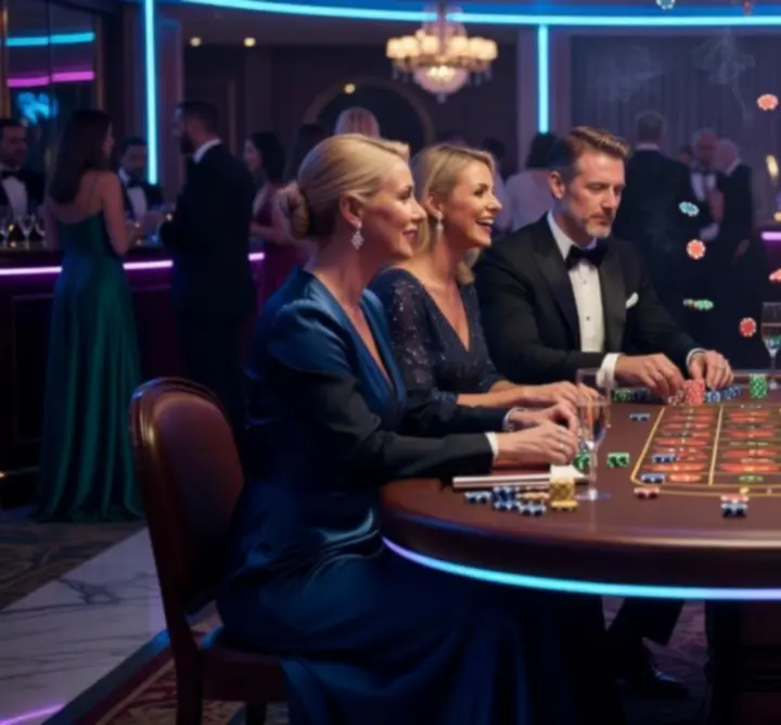 Uczestnicy eventu grają z kolorowymi żetonami NightOutEvent